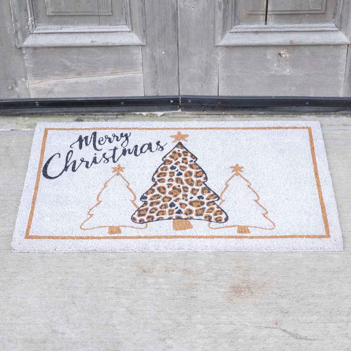Leopard Christmas Door Mat