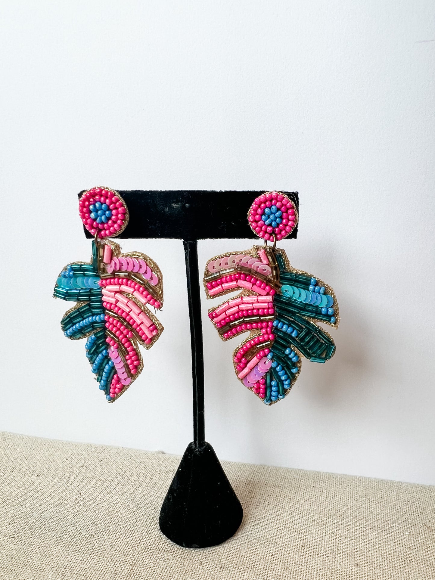 Split Leaves Seed Bead Earrings