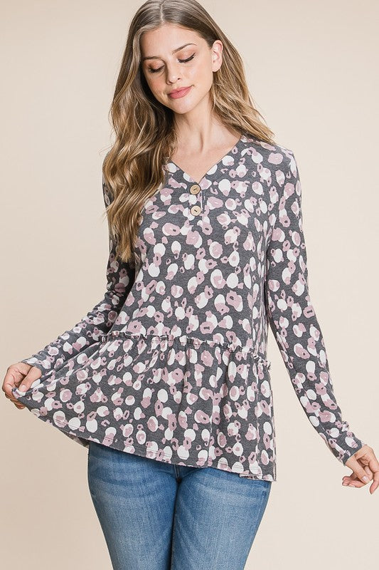Mauve Cheetah Long Sleeve Top