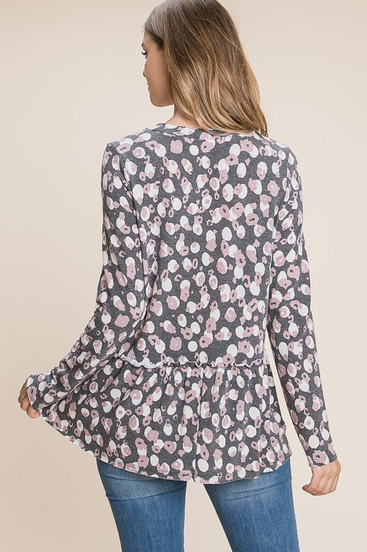 Mauve Cheetah Long Sleeve Top