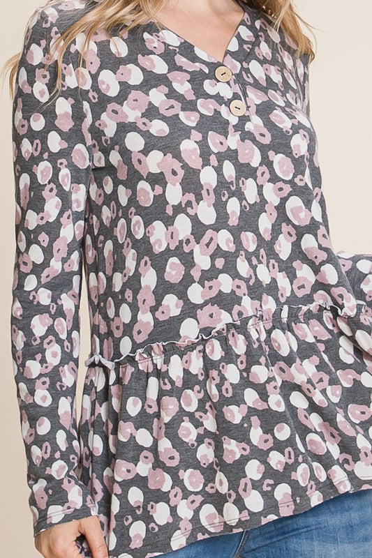 Mauve Cheetah Long Sleeve Top