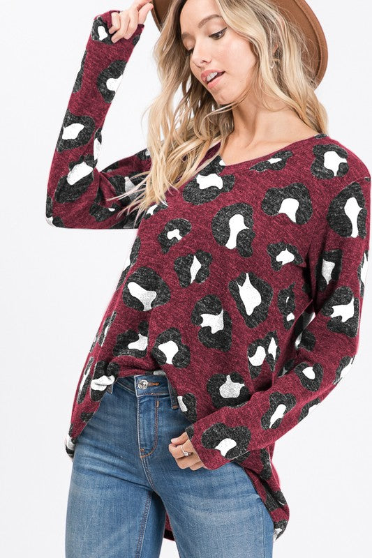 Maroon Cheetah Top