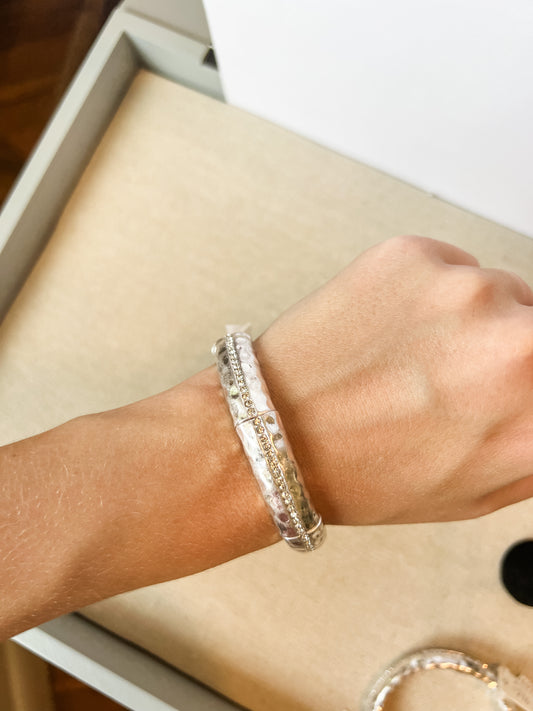 Center of Attention Stretch Bangle - Silver