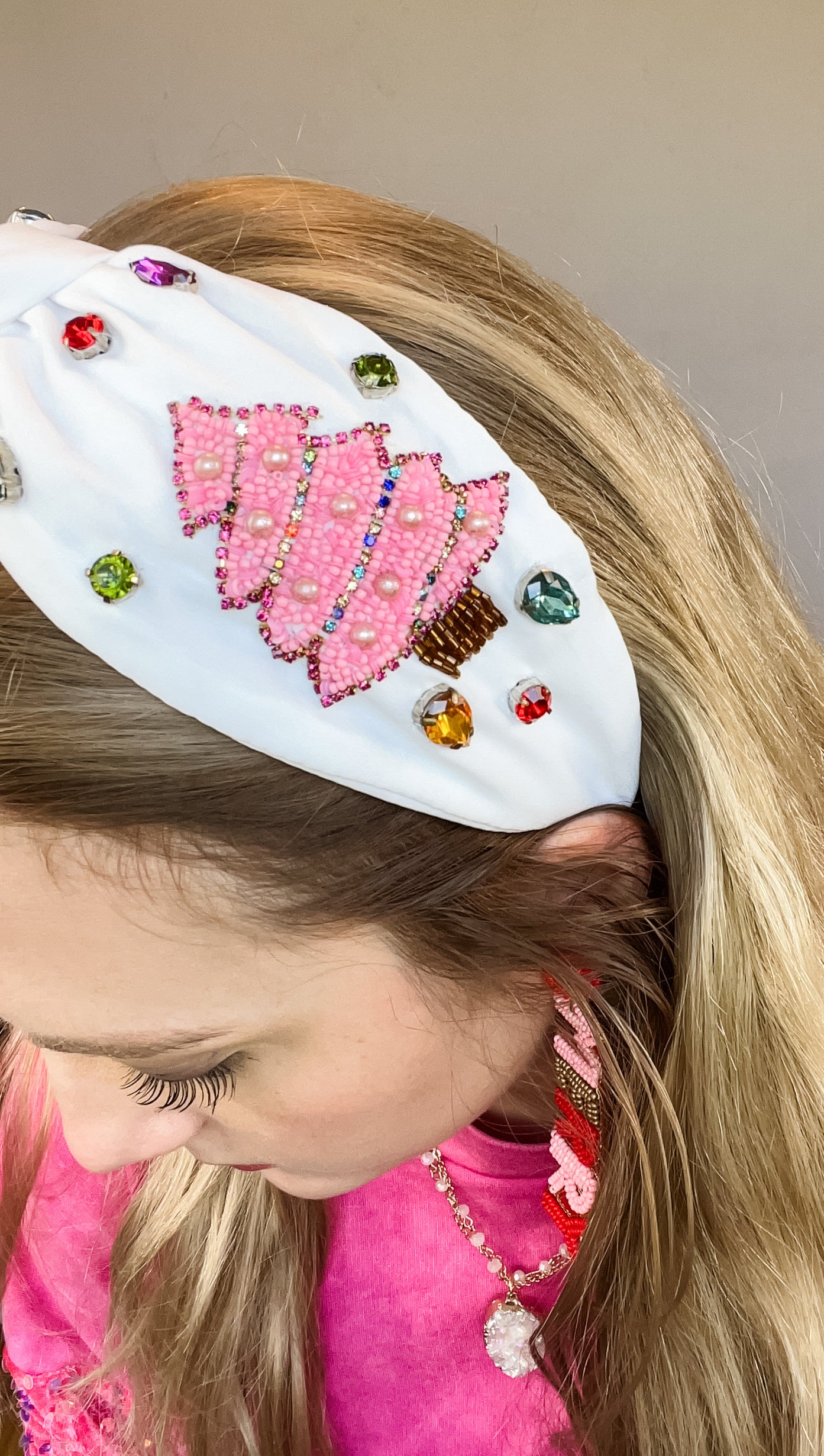 White Christmas Seed Bead Headband
