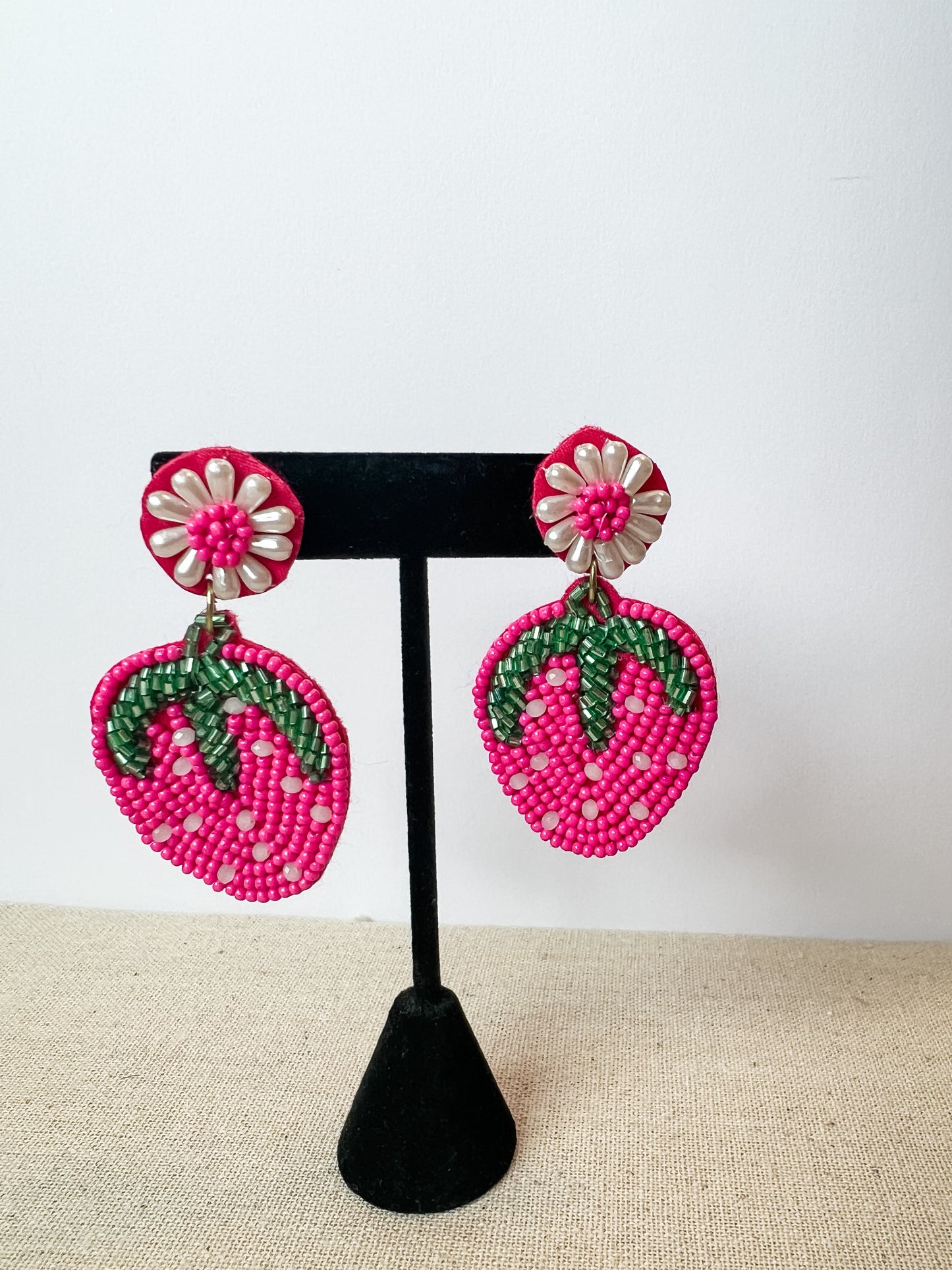 Strawberry Seed Bead Earrings