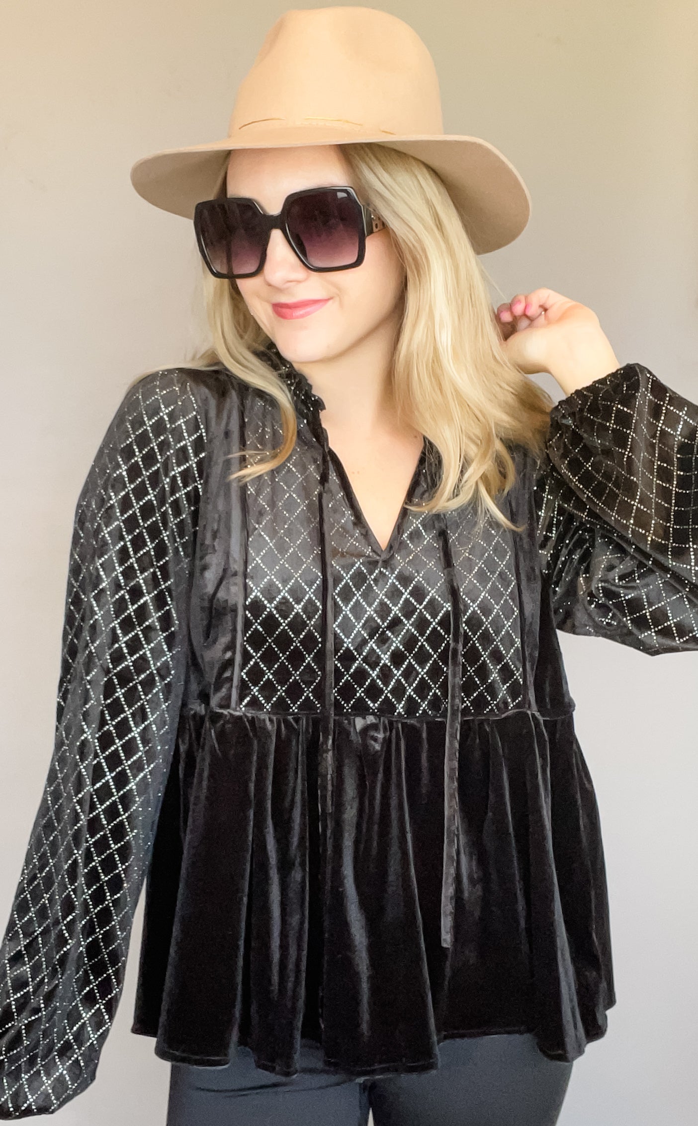 Center of Attention Velvet Blouse