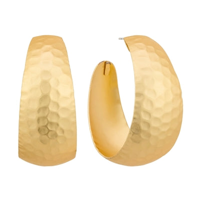 Gold Hammered Hoops (1.5")