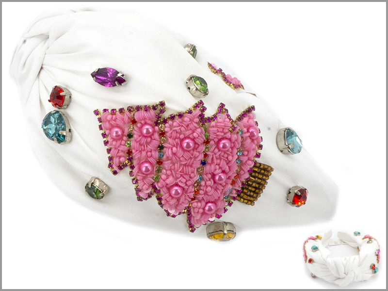 White Christmas Seed Bead Headband