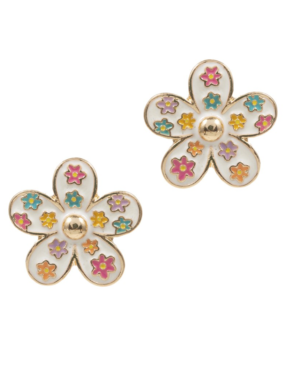 Double Floral Enamel Earrings