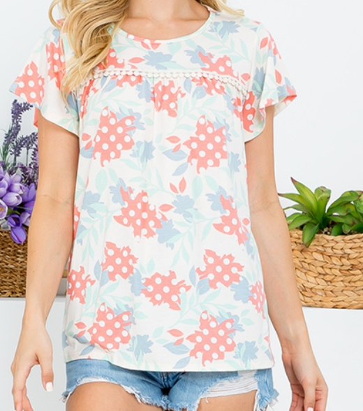 Dotted and Peachy Babydoll Blouse