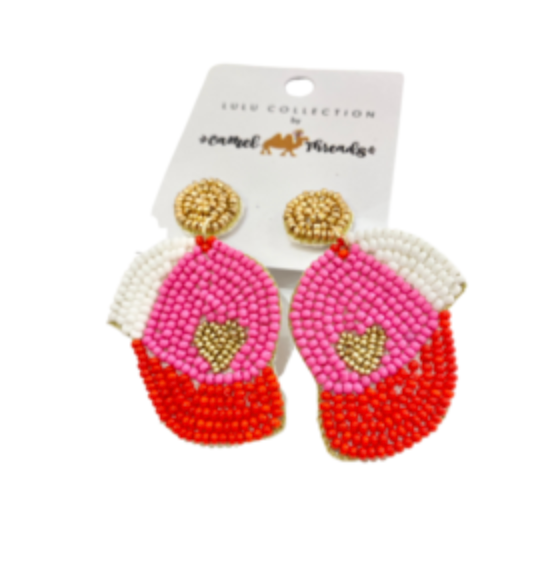 Heart Hat Seed Bead Earrings