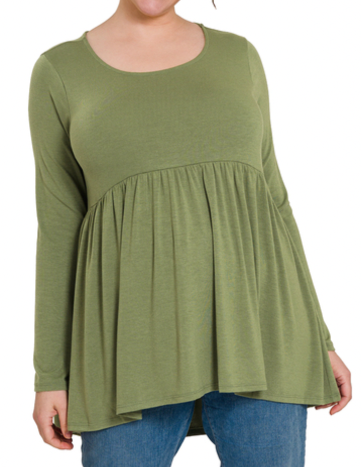 Plus Size Olive Babydoll Blouse