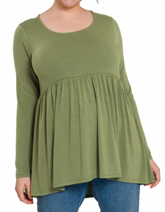 Plus Size Olive Babydoll Blouse