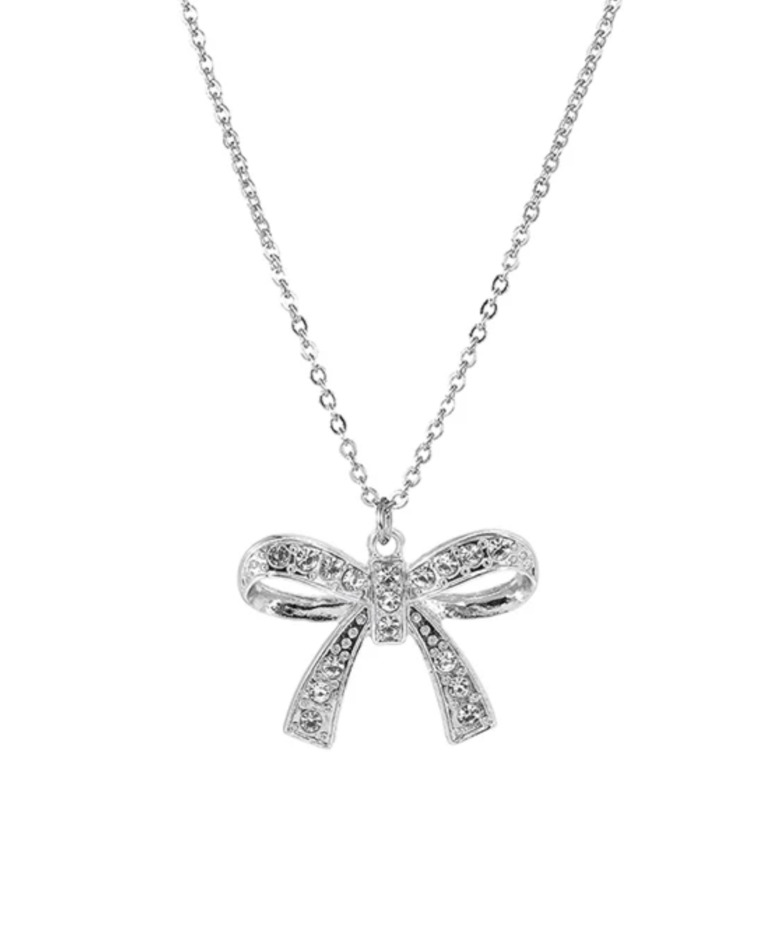 Rhinestone Casting Bow Short Necklace