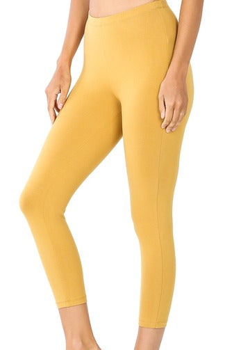 Light Mustard Cotton Capri Leggings