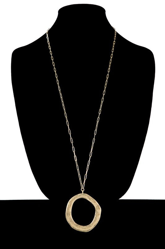 Hammered Metal Open Circle Necklace