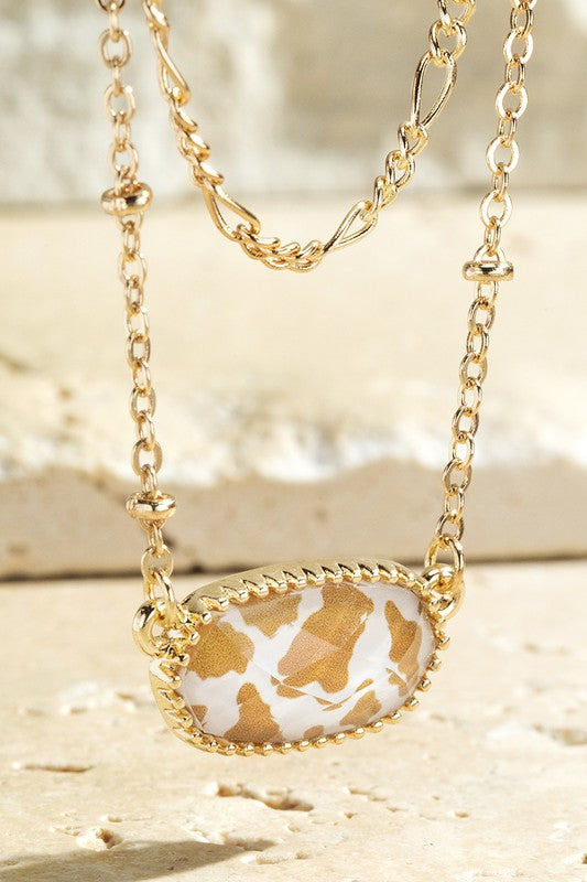 Cow Print Pendant Necklace