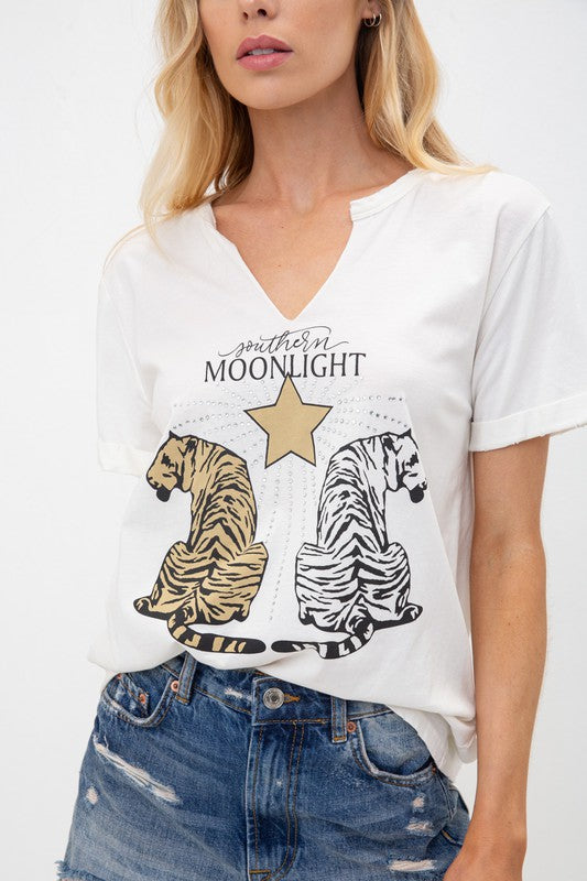 Rhinestone Tiger Graphic Tee