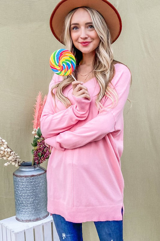 Bubblegum V Neck Sweater