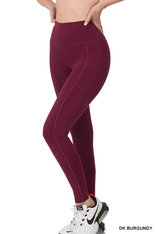 Athletic Leggings - Burgundy