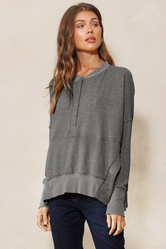 Oversized Washed Solid Knitted Sweater