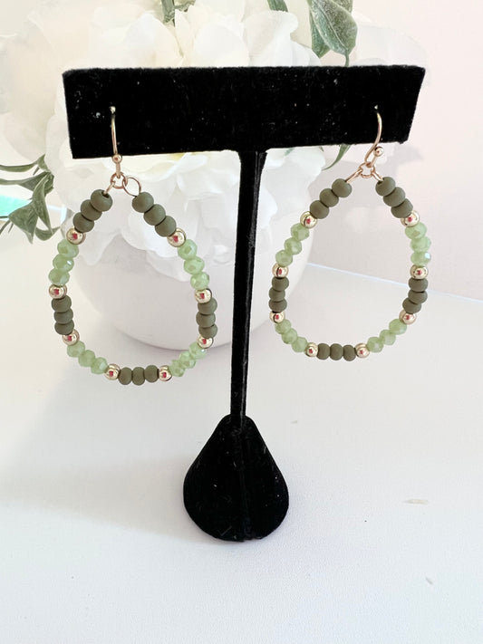 Sage Teardrop Bead Earrings