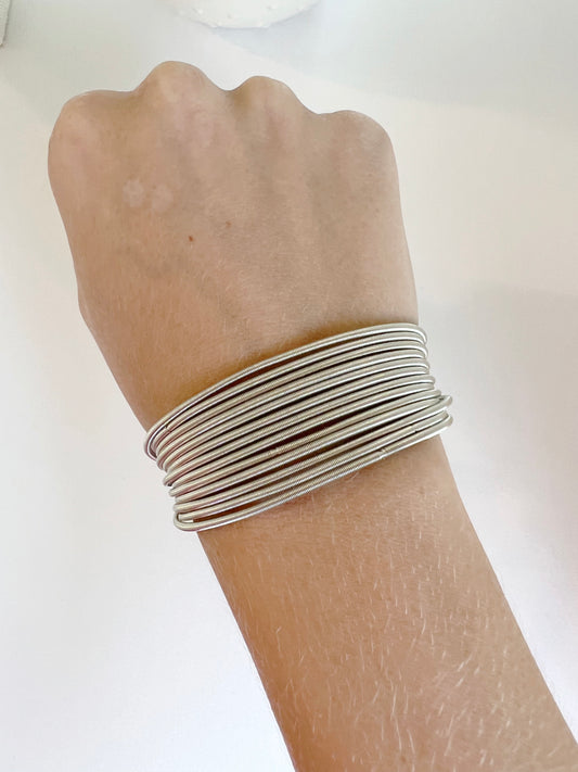 Silver Cord Bracelet Stack