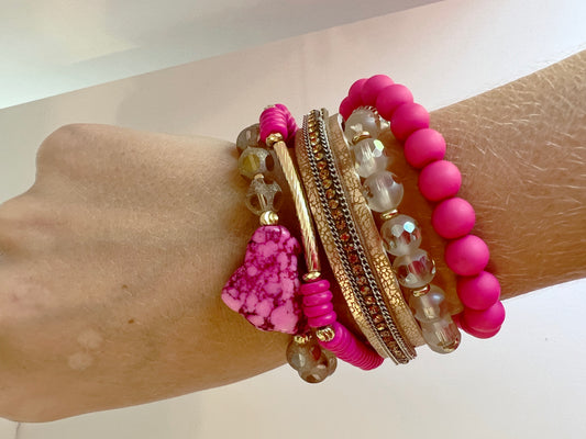 Neon Pink Bracelet Set