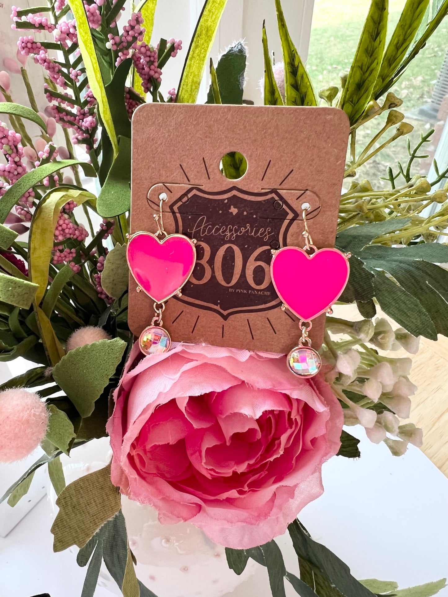 Neon Heart Drop Earrings