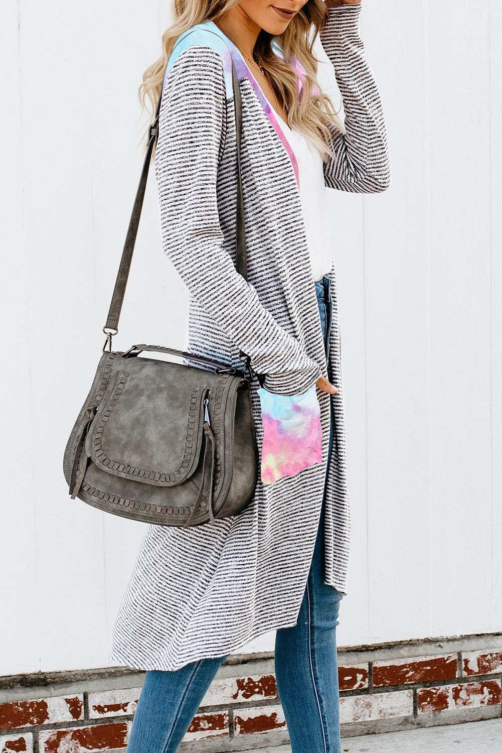 Tie Dye Striped Cardigan