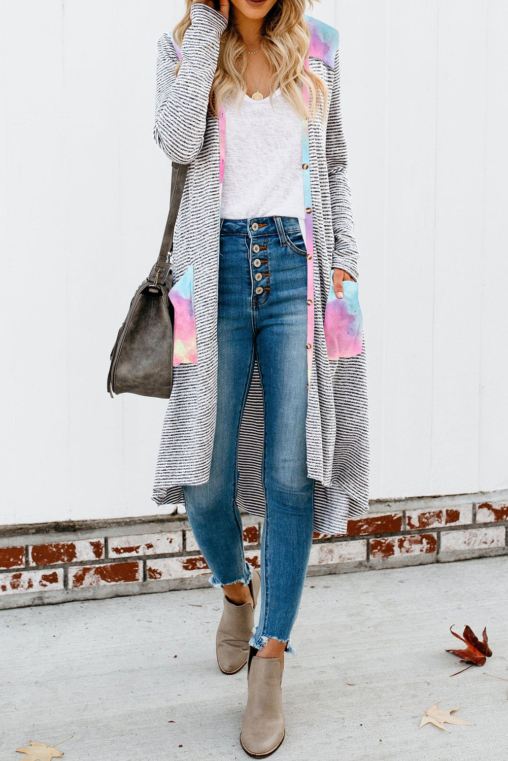 Tie Dye Striped Cardigan