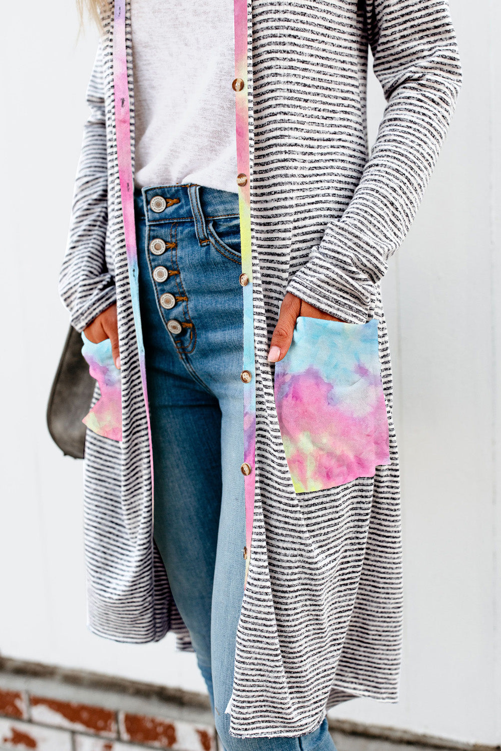 Tie Dye Striped Cardigan