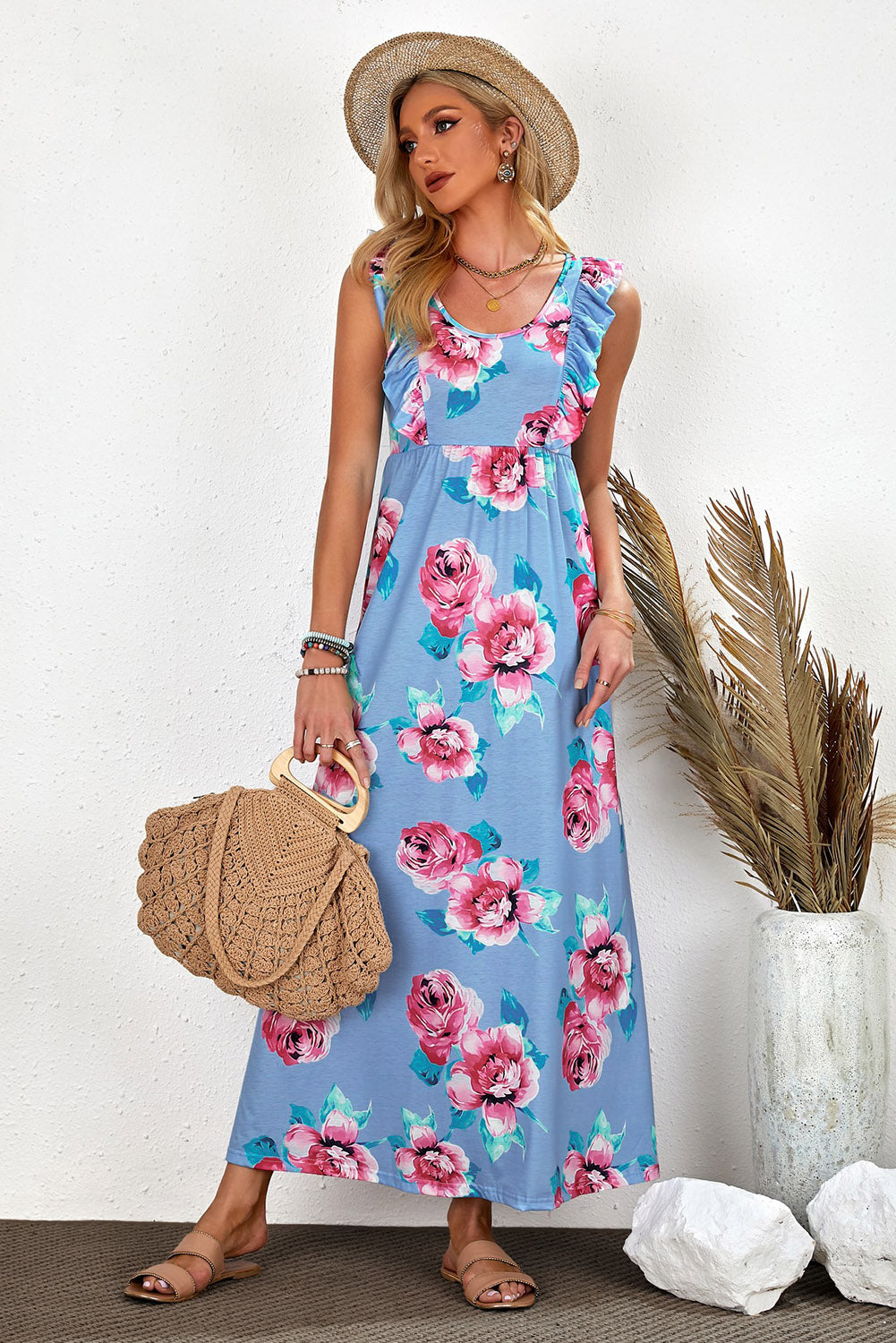 Blue Floral Maxi Dress