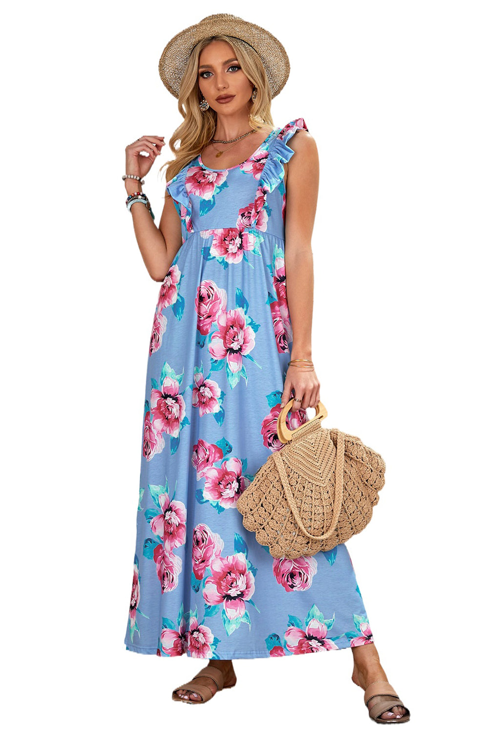 Blue Floral Maxi Dress