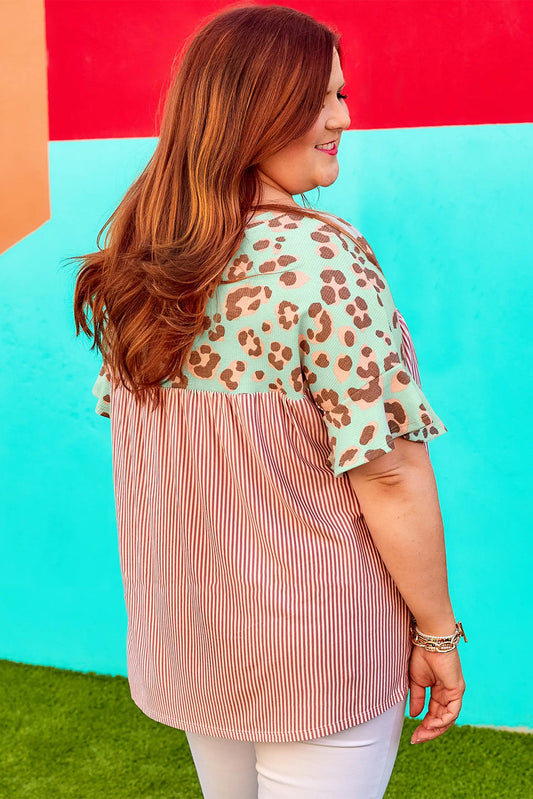Contrast Print Plus Size Top