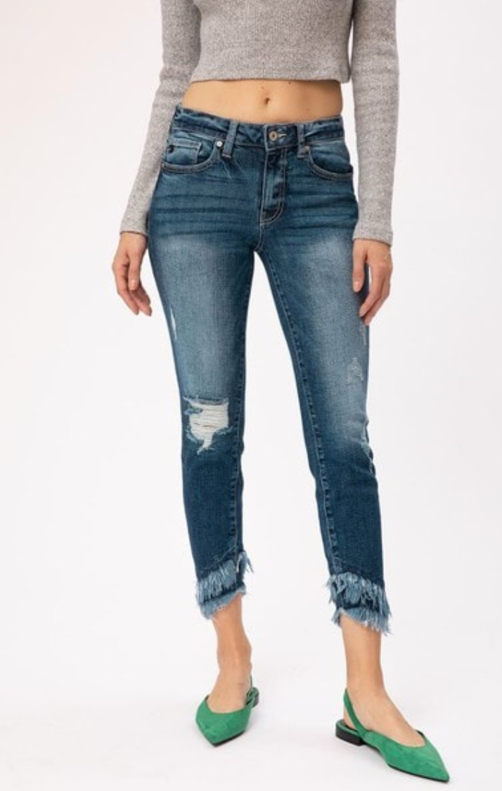 Mid Rise Hem Detail Ankle Kancans