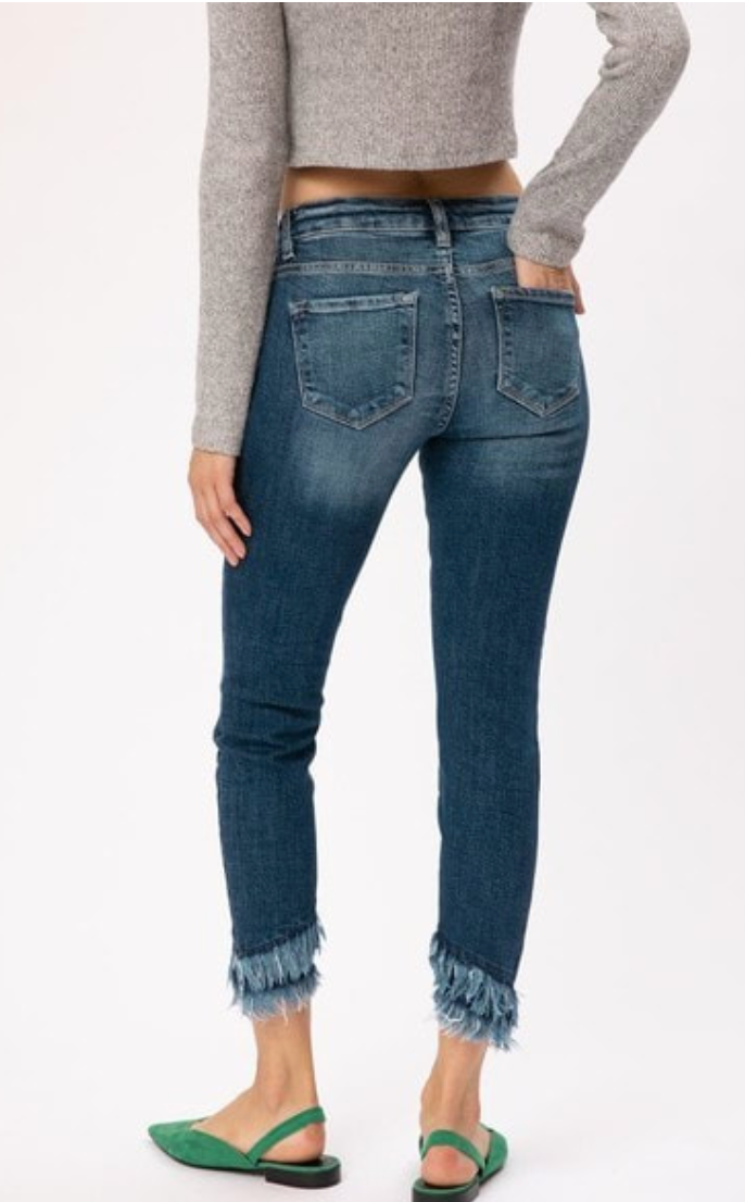 Mid Rise Hem Detail Ankle Kancans
