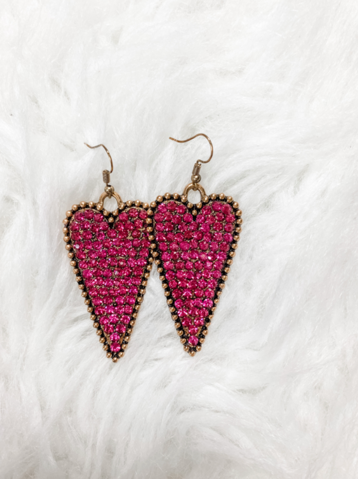 Big Heart Dangly Earrings