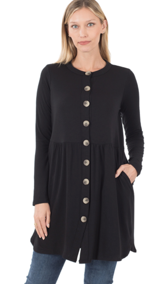 Black Button Cardigan