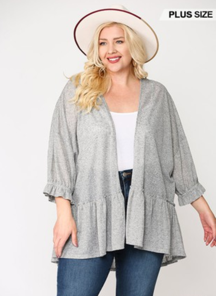 Light and Breezy Plus Size Grey Cardigan