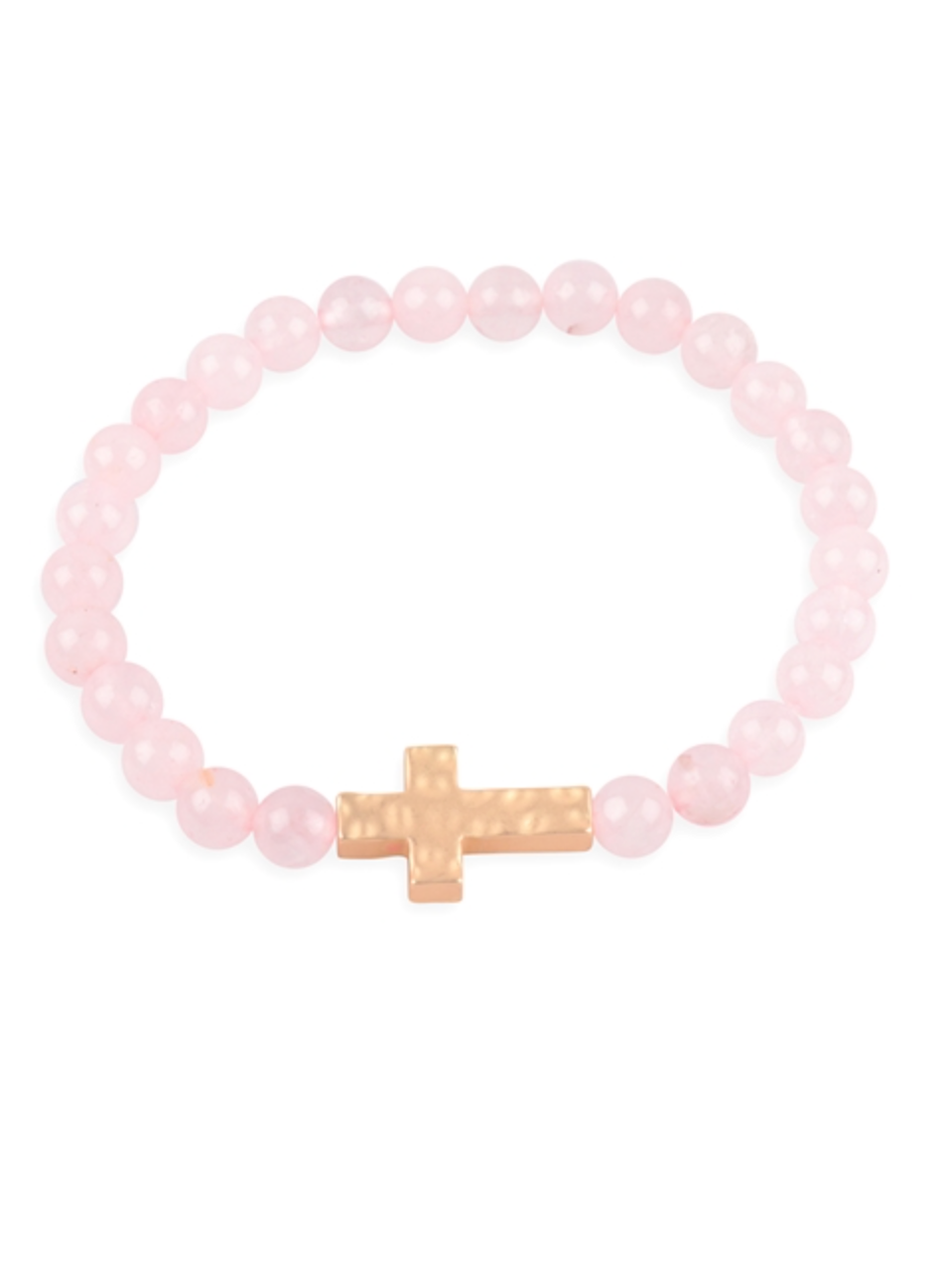 Hammered Cross Bracelet - Pink