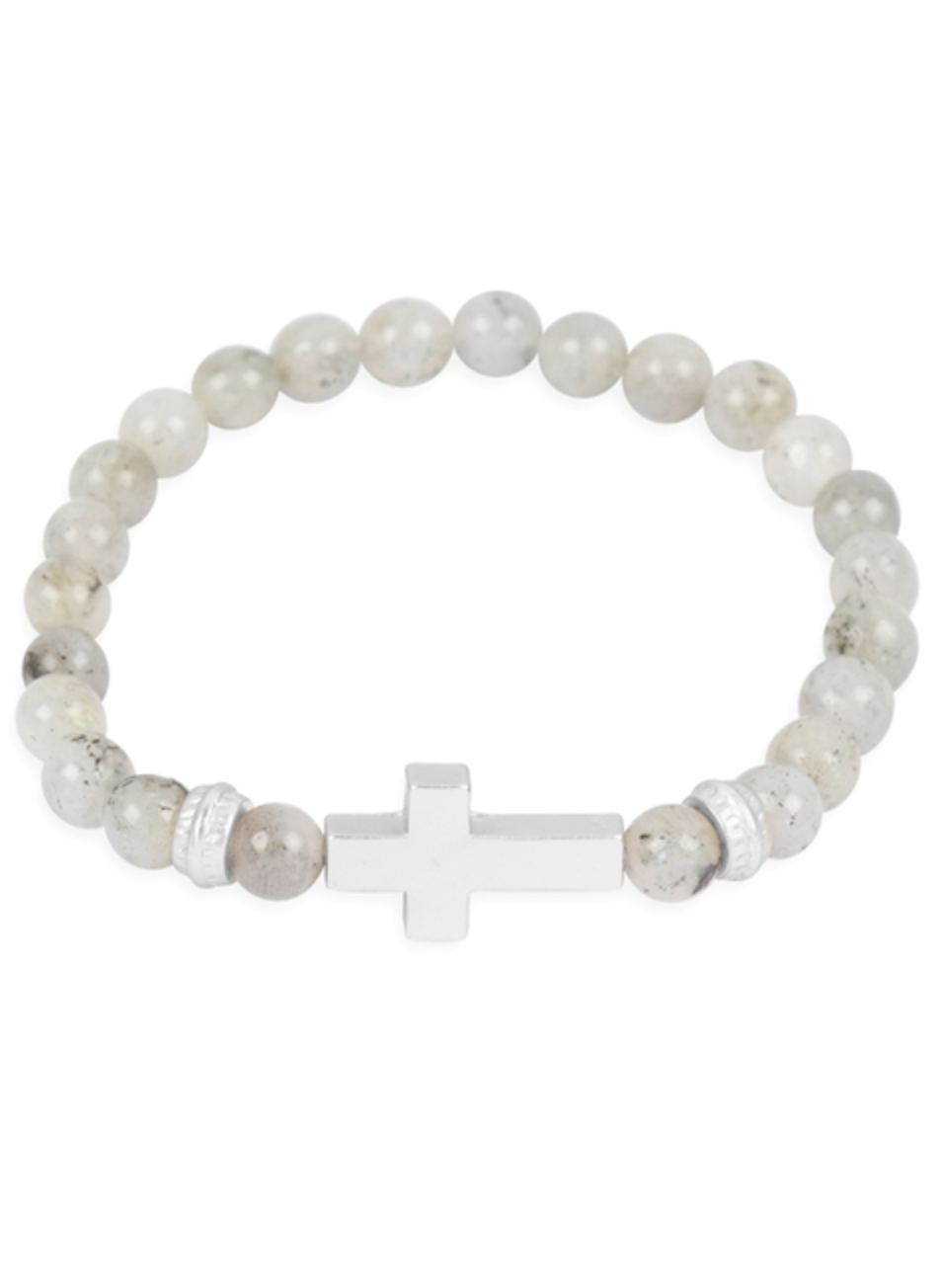 Hammered Cross Bracelet - Natural Stone