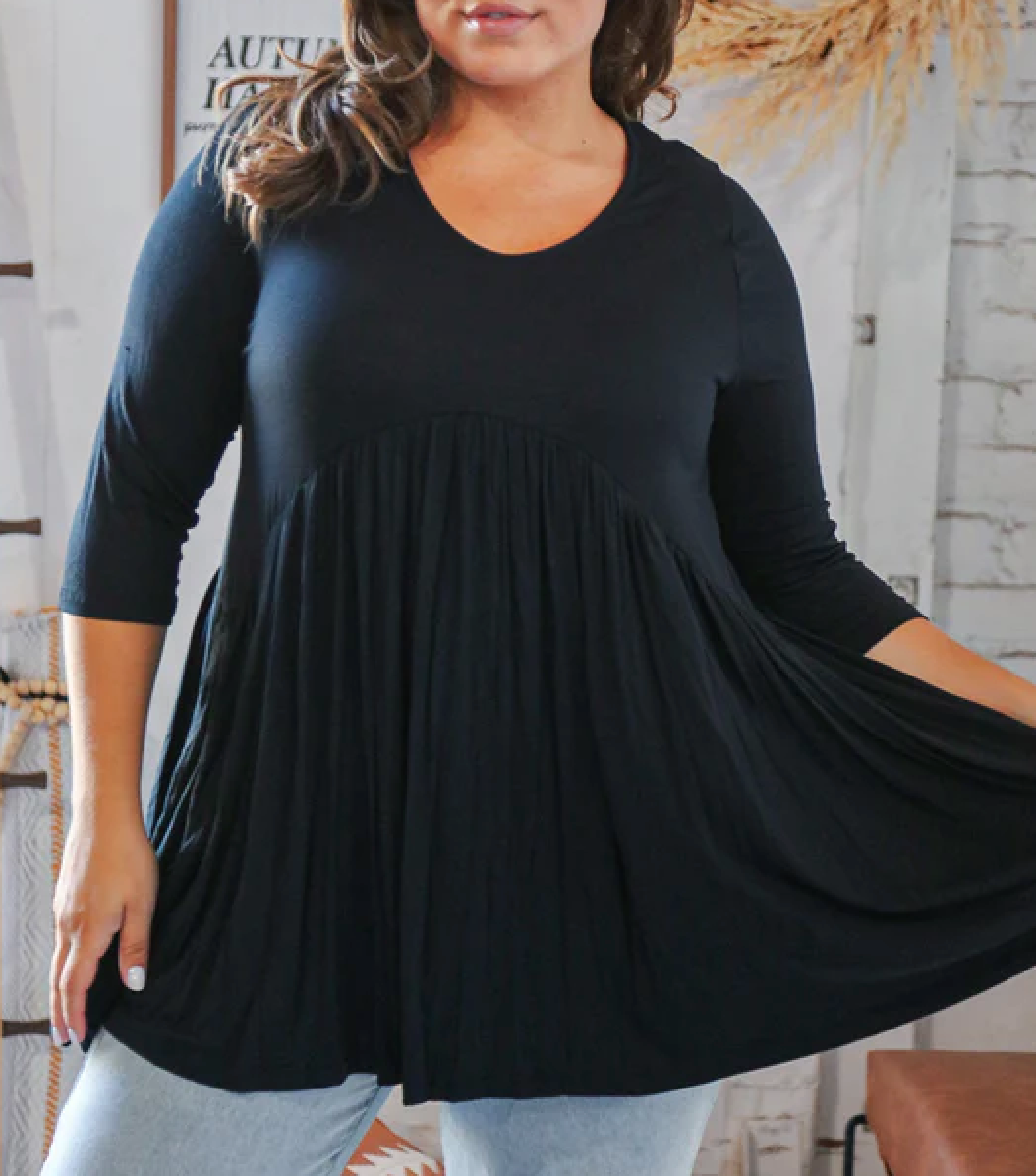 Plus Size Black Babydoll Top