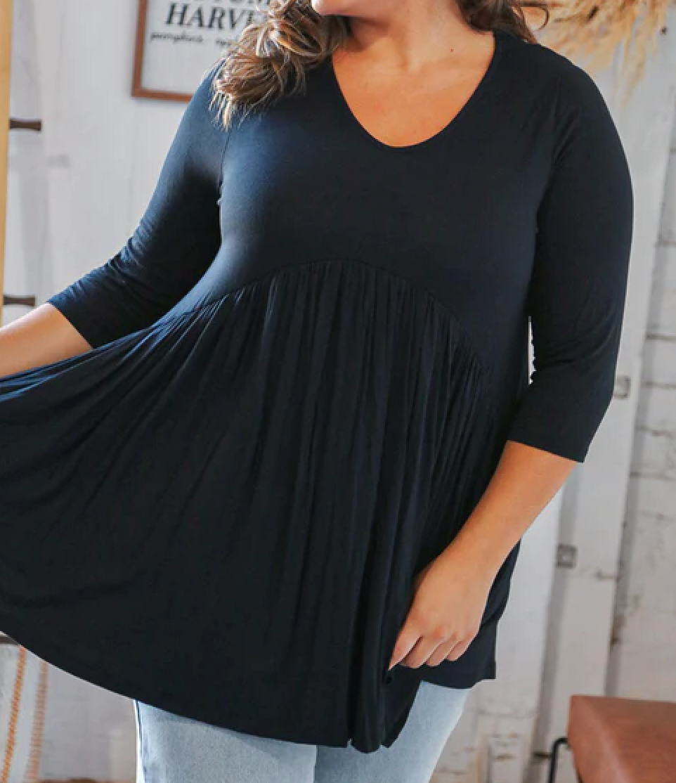 Plus Size Black Babydoll Top