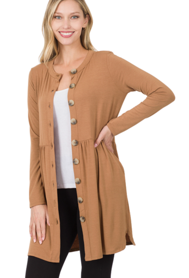 Camel Button Cardigan
