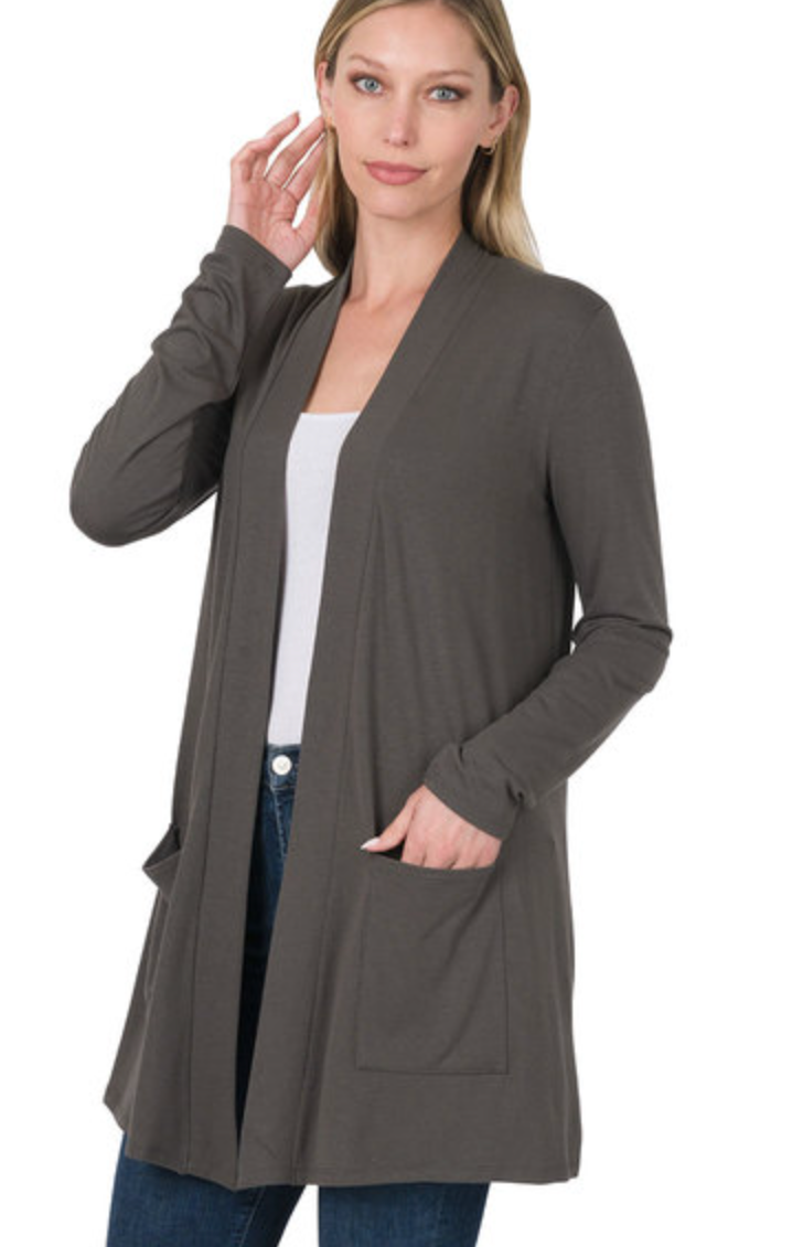 Super Soft Pocket Cardigan - Ash Grey