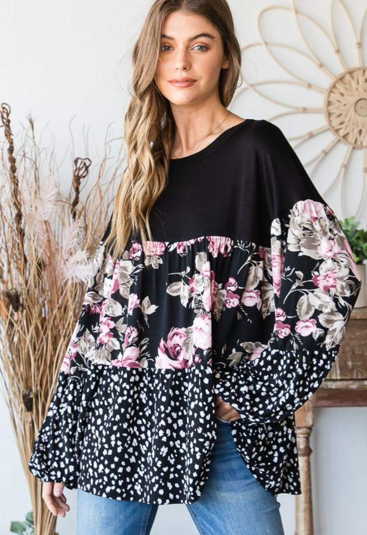 Babydoll Floral and Dot Blouse