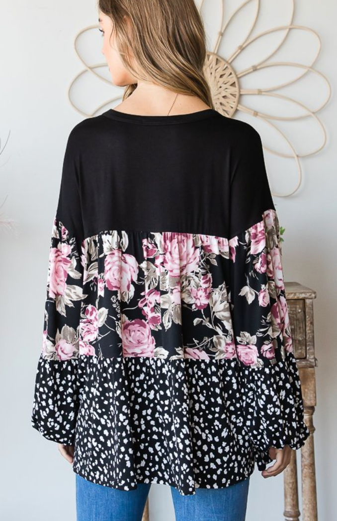 Babydoll Floral and Dot Blouse