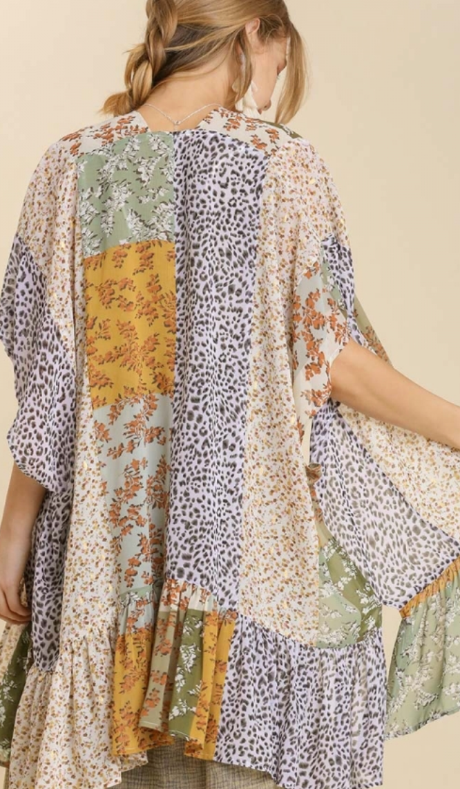 Light Olive Patchwork Kimono