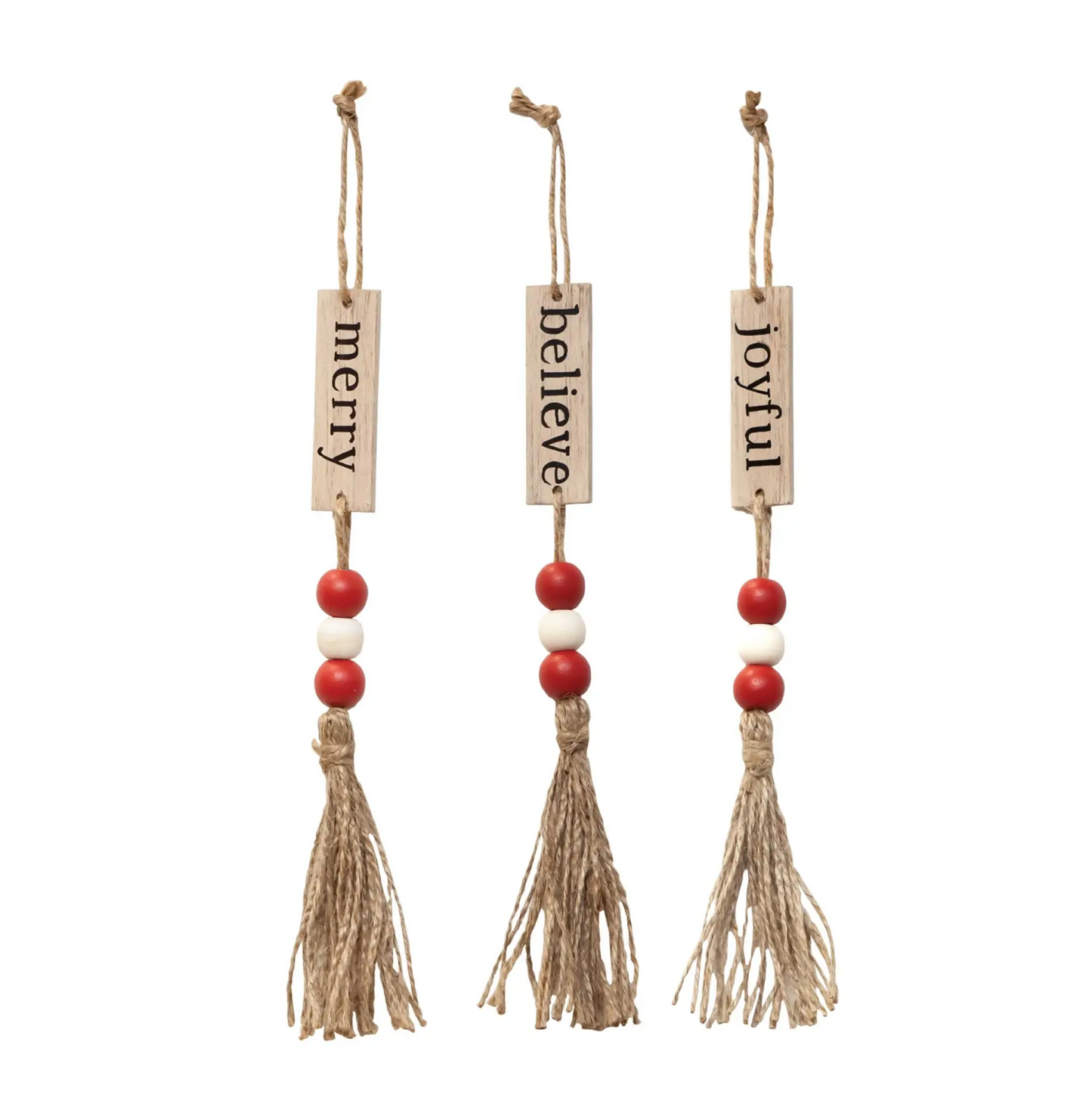 Small Tassle Ornament w/Red & White Beads